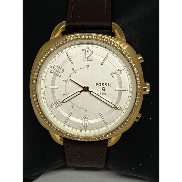 Fossil FTW1208 Women's Brown Leather White Analog Dial Hybrid Smartwatch XX766 - Picture 2 of 12